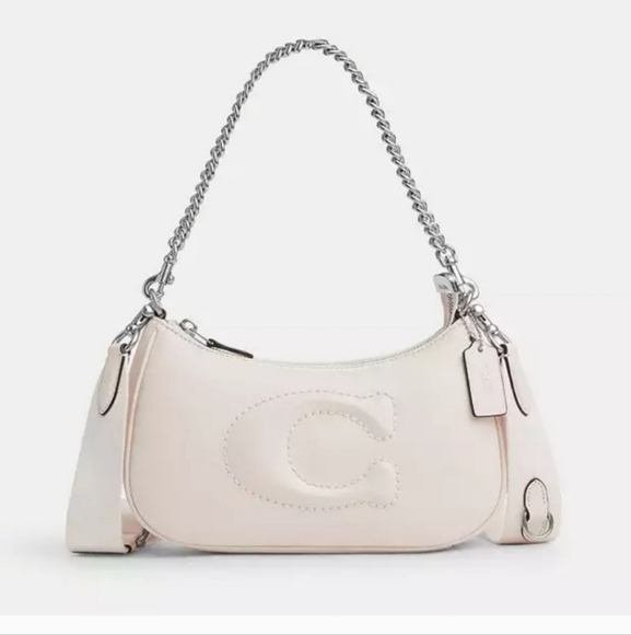 NEW! Teri Shoulder Bag in Signature Canvas in Gold/Chalk/Glacier White-SOLD OUT! - Picture 8 of 9